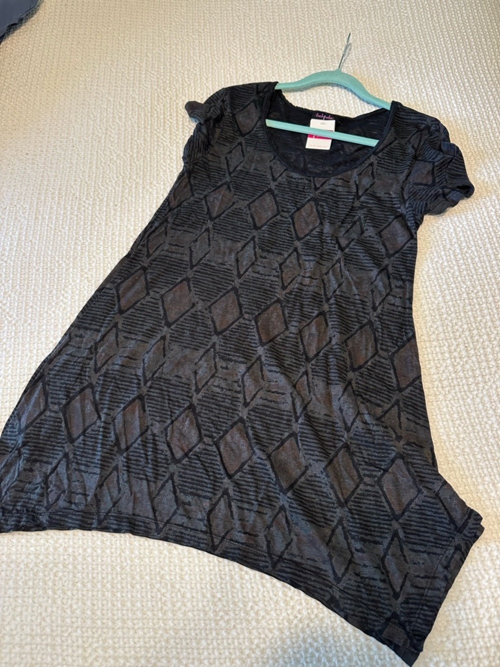 Fresh Produce Women's Black Geometric Textured Tunic Top/swim Cover Up